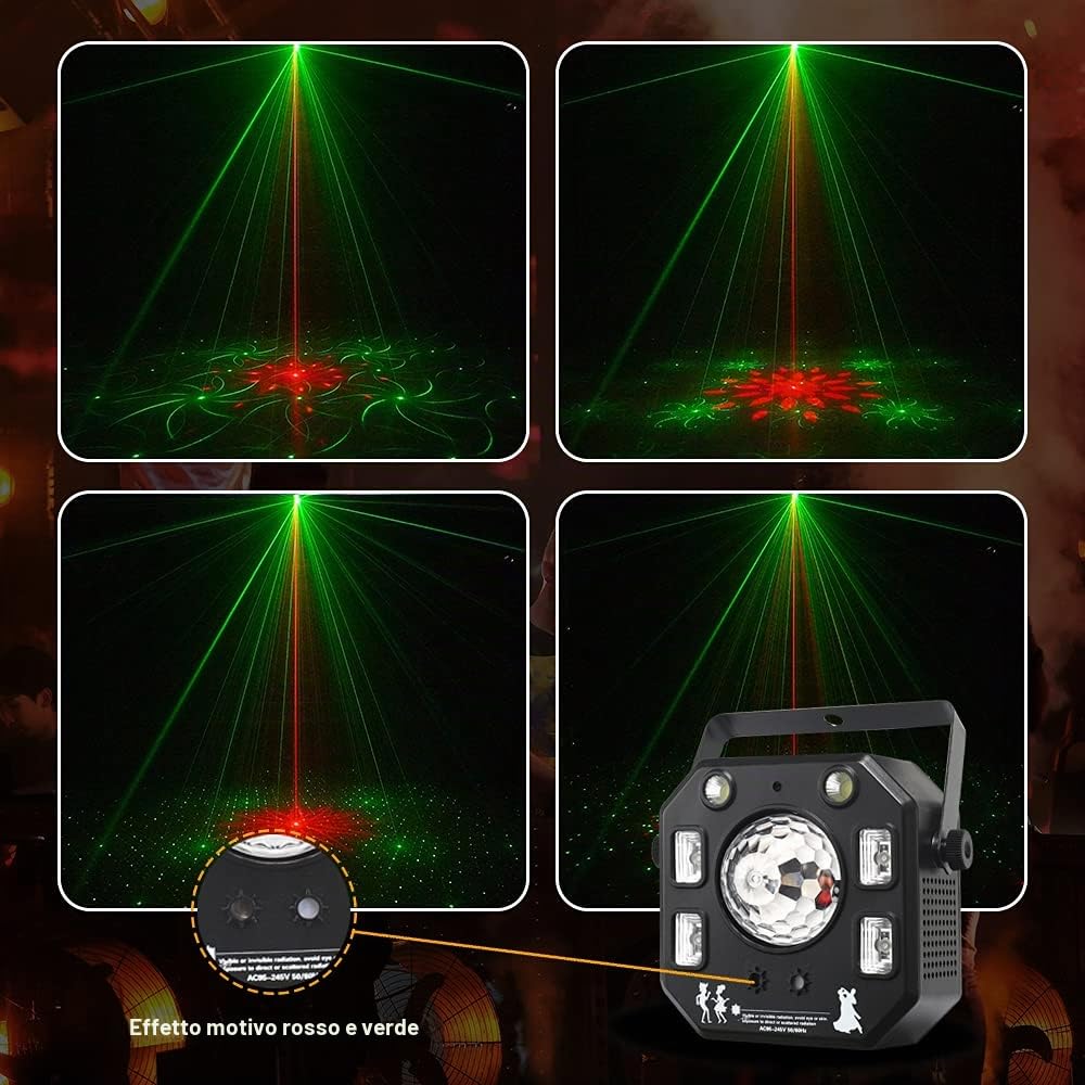 Luci Discoteca DJ Luci, WorldLite Led Luce da Palcoscenico 4-IN-1 con Palla Caleidoscopio Magica, Modelli a LED Luce Stroboscopica e Luce UV, Ideale per l'illuminazione di Palcoscenici e DJ Luci Feste