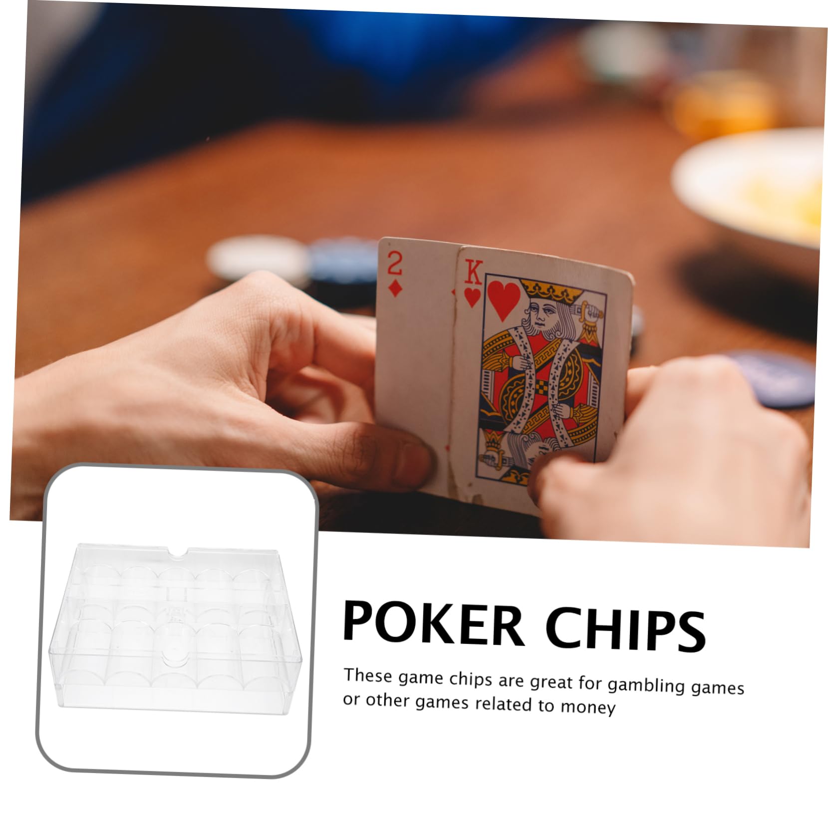 DOITOOL Clear Acrylic Poker Chips Box with Lid Transparent Poker Chip Organizer for Game Night and Tournaments Acrylic Storage