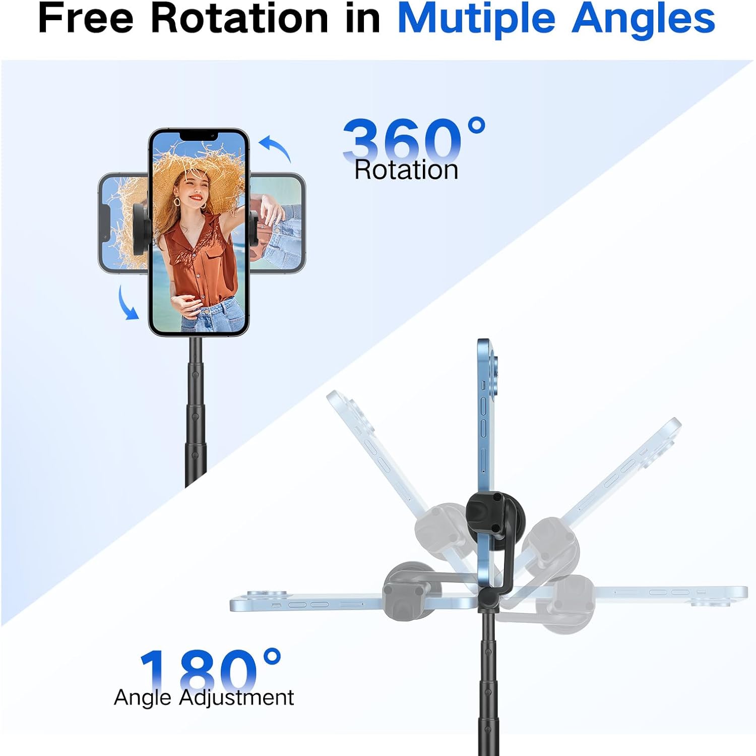 62 inch Selfie Stick Tripod for iPhone, Auto-Open Phone Tripod Stand with Magnetic Smart Remote Support Cell Phone Zoom in/Out,Front/Rear Camera Switch,Travel Selfie Stick for iPhone/Android