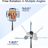 Vista 6 de Palo selfie trípode de 62 pulgadas para iPhone, soporte de trípode para teléfono con apertura automática, soporte magnético remoto inteligente