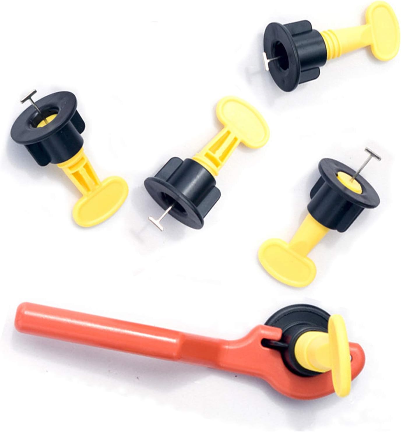 HENGDA 50pcs Tile Leveler Spacers and 200PCS Tile Spacers(1/16” & 5/64”), The Latest Reusable Spacer Flooring Level Tile levellers Set System Construction for Builing Walls & Floors，T-Lock-Tool - - 