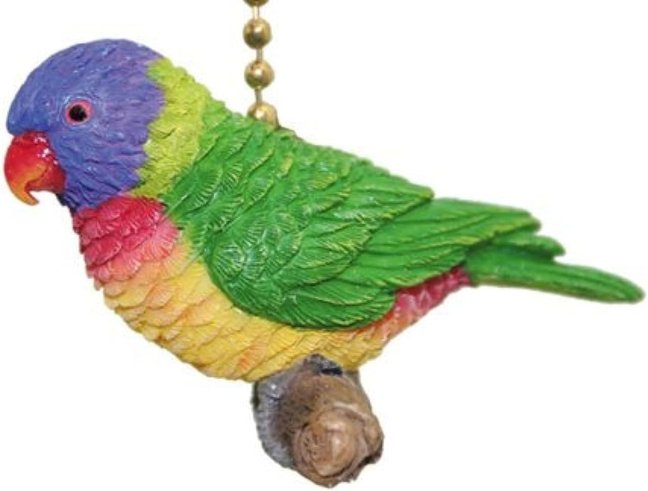 Tropic Rainbow Lory Lorikeet Parrot Ceiling Fan Light Pull