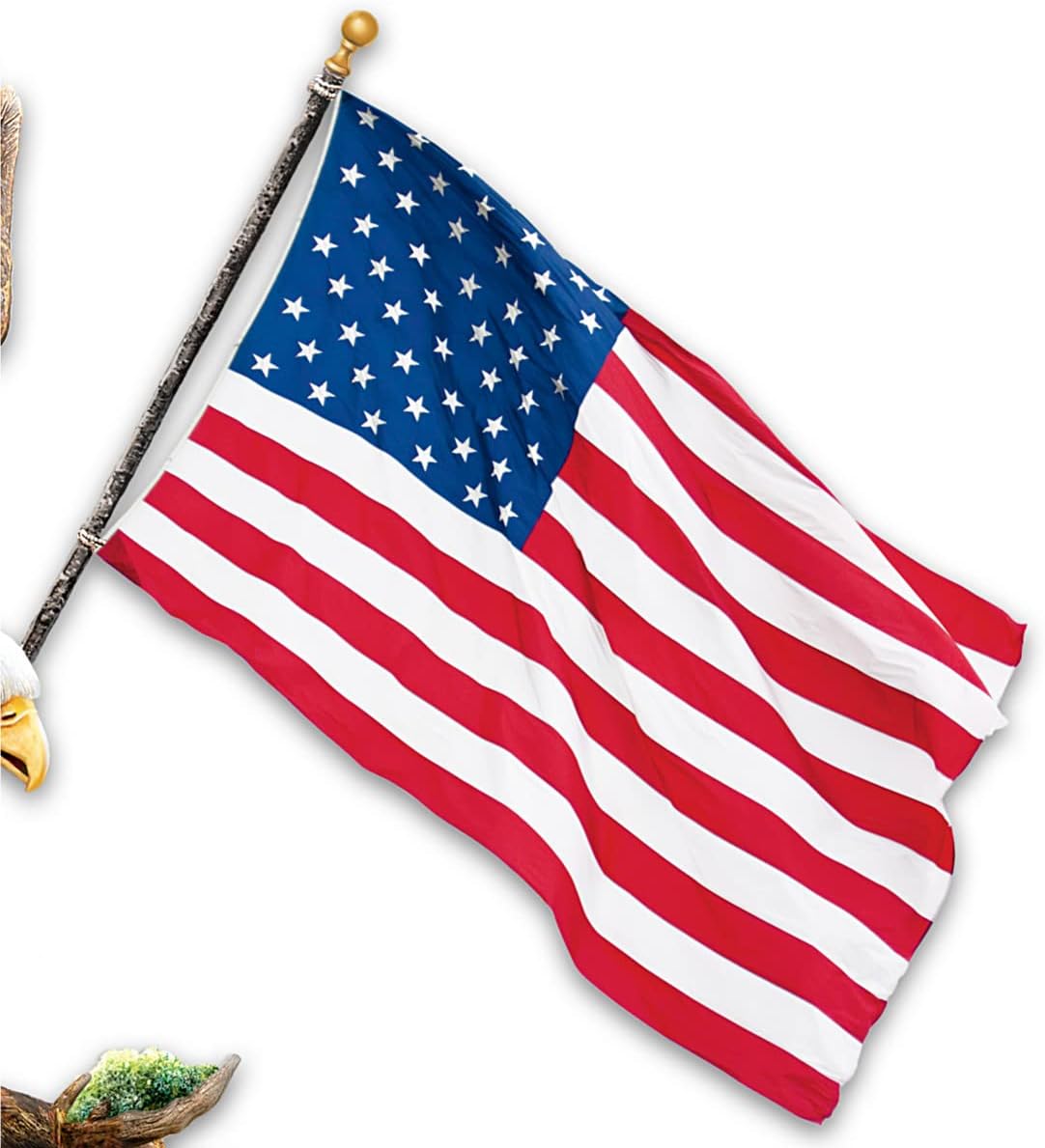 The Bradford Exchange American Spirit Hand-Painted Outdoor Eagle Sculpture with Removable American Flag