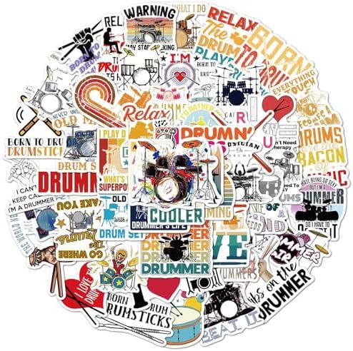 Amazon.com: 50PCS Drummer Rock Music Stickers, Waterproof Vinyl Drums ...