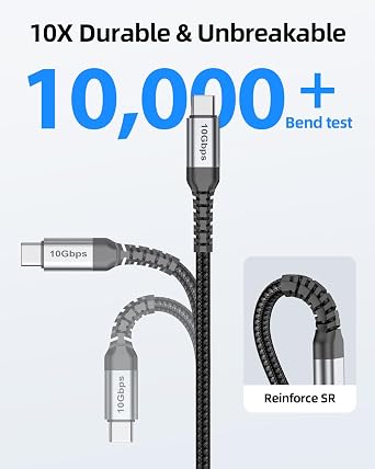 short Android Auto USB C Cable 50cm 2Pack, 0.5m CarPlay USB A to USB C data transfer cable (10Gbps) and 3.1A Fast Charger for Samsung T7 SSD, Galaxy S24 S23 Note 20, iPhone 16/15, Pixel 7 | USB 3.1 Gen 2 3A fast charging Nylon braided for durability for Samsung T7 Galaxy S23/S22, iPhone 15/16/17 carplay