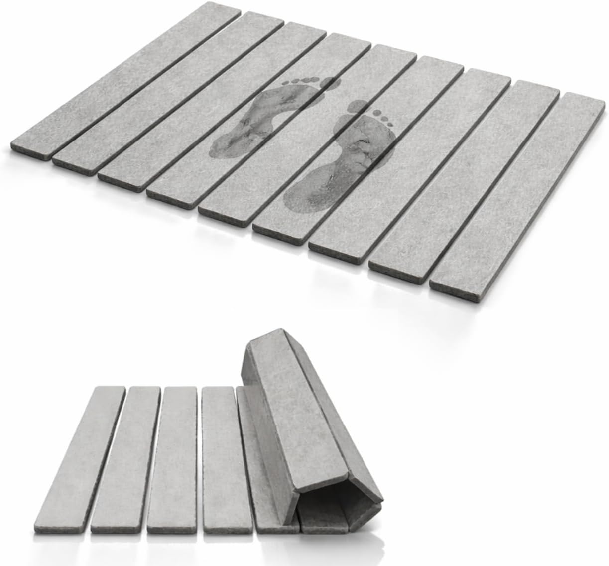 Foldable Stone Bath Mat for Bathroom 23.2 x 15.3 inch– Diatomaceous Earth Shower Mat, Quick Dry Diatomite Floor Mat, Non Slip Absorbent Bathroom Drying Mat