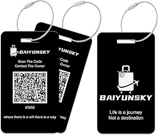 Smart Luggage Tags for Suitcases, 2 Pack QR Code Security Information Luggage Tag, Steel Ring, Waterproof Privacy Protection Luggage Tag, No App No Subscription Needed (Black)