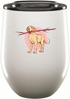 Labrador Retriever Gift for Pet Lovers Stick in Mouth Design 12oz Wine Tumbler Cup