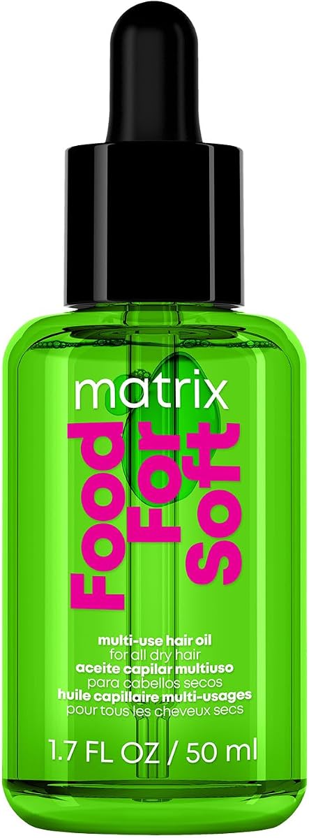 Aceite sérum Food For Soft Hair – Para cabello seco y quebradizo | Con una infusión de aceite de aguacate, la fórmula reparadora sin enjuague suaviza, suaviza, agrega brillo y brinda protección contra el calor.