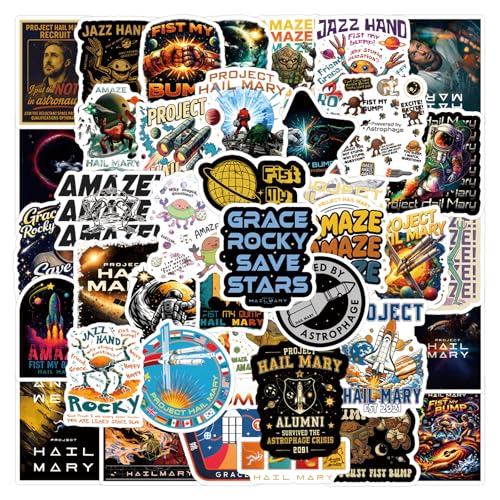 55PCS Project Stickers for Hail Mary Fans, Project Hail Mary Merch for Movie Lovers, Astrophage Fuel Space Theme Decals for Laptops Guitars Notebooks