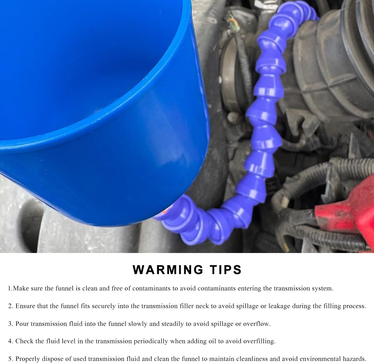 26.4 Inch Bendable Long Funnel, Wide Mouth Plastic Funnel with Flexible Extension Hose, Automotive Long Neck Flex Funnels for Transmission Fluid, Universal Car Accessories