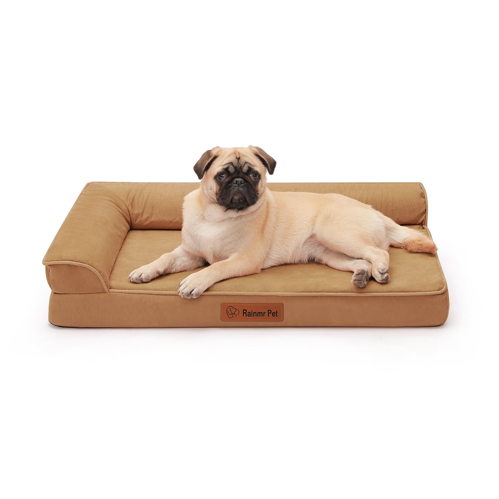 Orthopedic Dog Bed Medium Size Dog, Memory Foam Dogs Bed for Medium Dogs, Washable and Removable Microsuede Cover, Waterproof Liner, Non-Skid Bottom, 30x20x6 Inches, Khaki