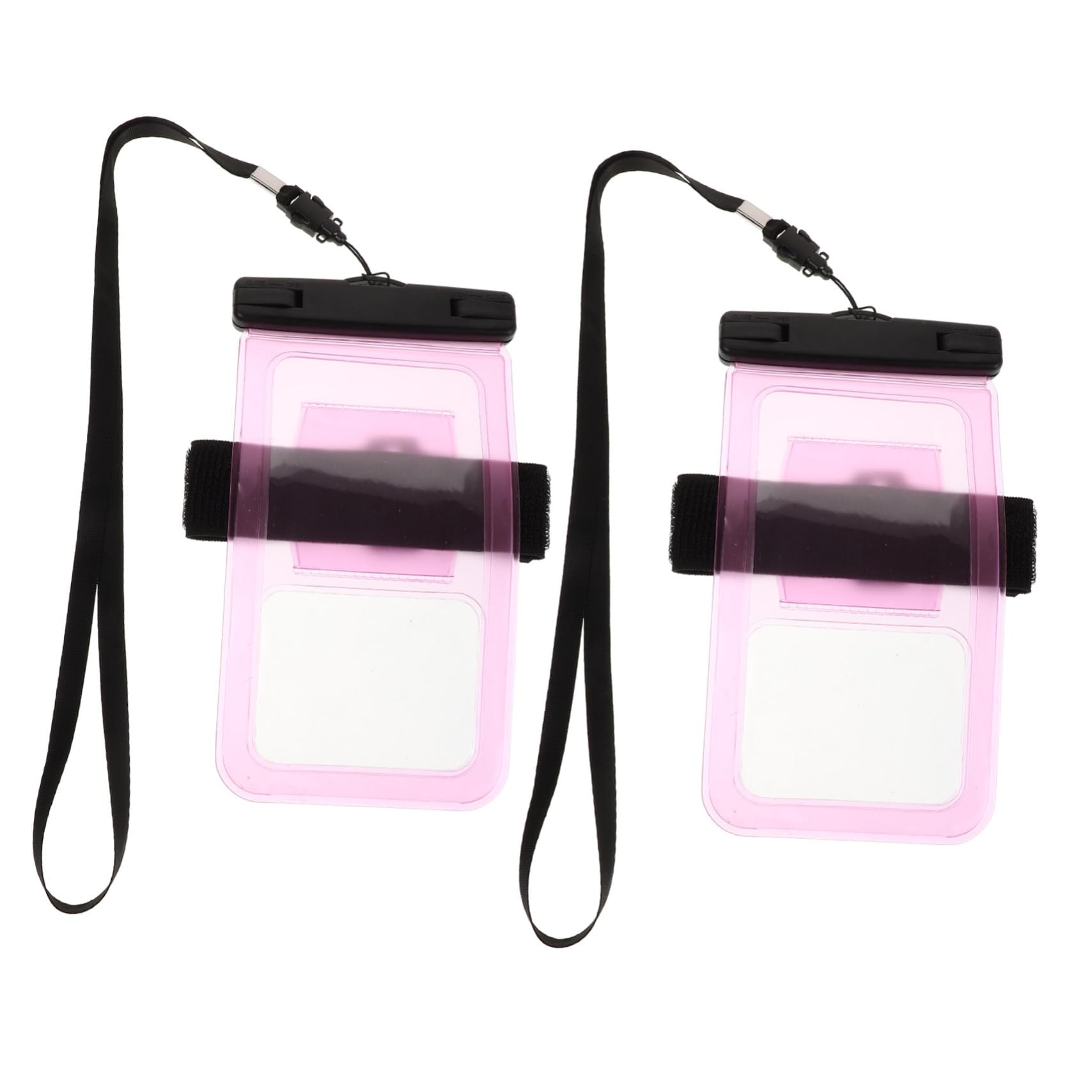 Mikikit 2Pcs Phone Pouch Durable PVC Dry Bag with Touchscreen Functionality for Swimming Diving and Outdoor Activities Pink Color