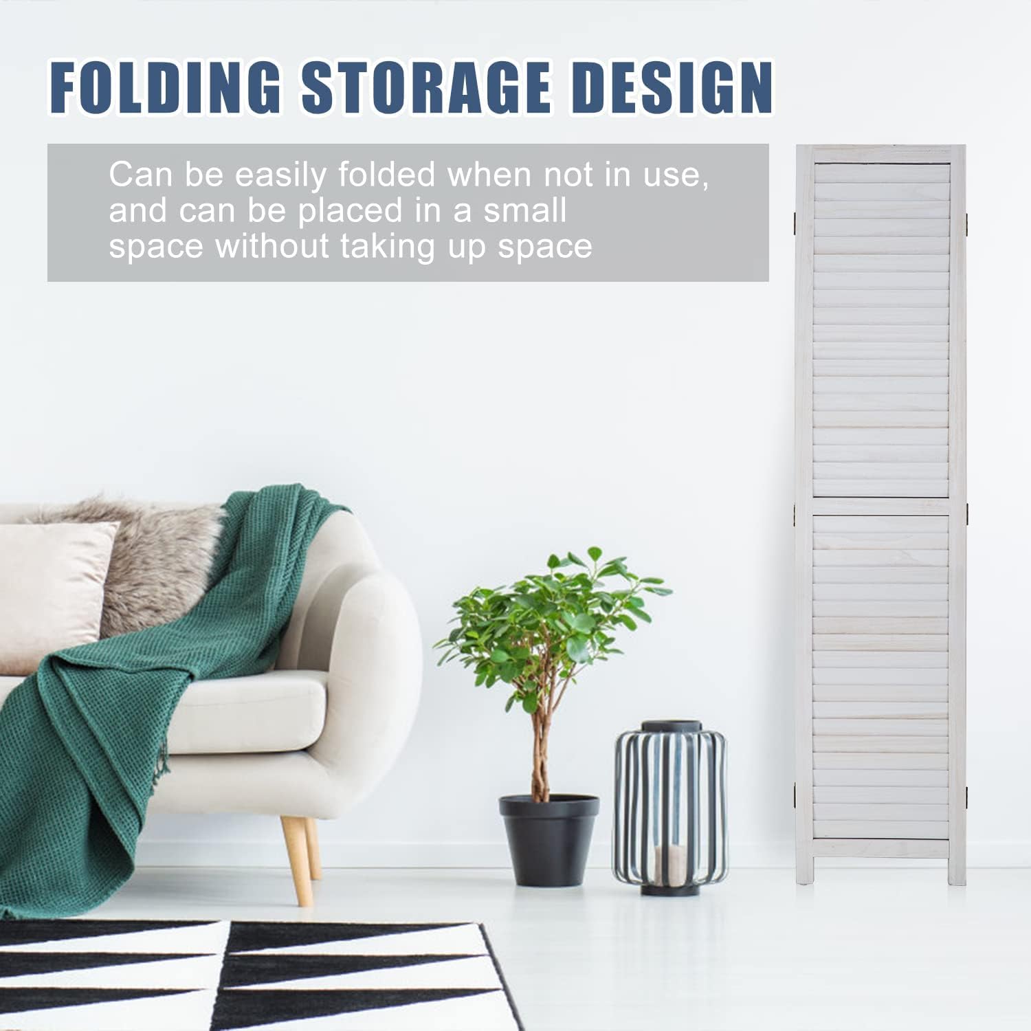 Room Divider Partition 4 Panel Privacy Screen Folding Screen Wood Frame Screen for Home Office Bedroom