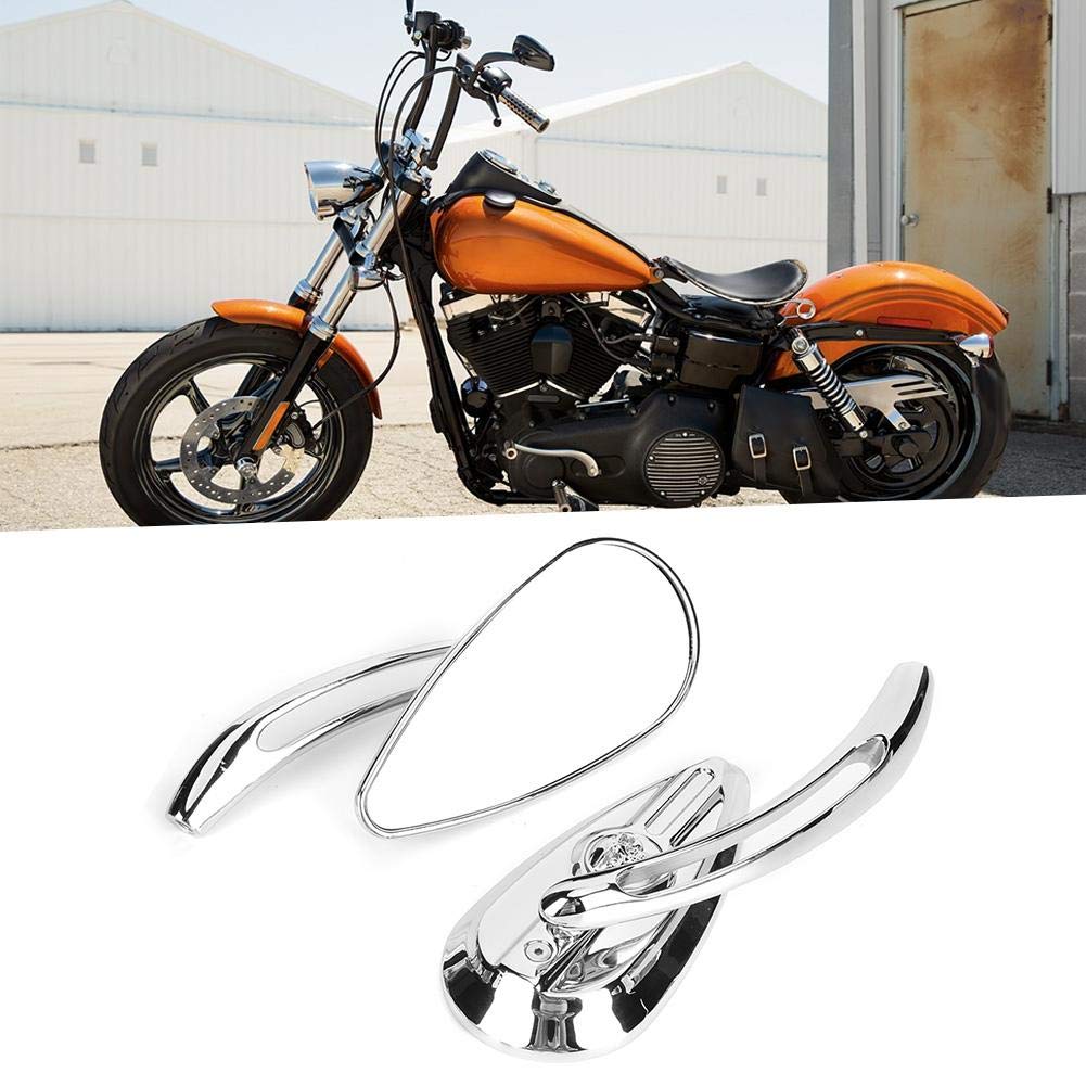 Qiilu retroviseur moto custom chromé Rétroviseurs de moto, 2 pièces rétroviseurs chromés de moto 8mm 10mm filetage crâne larme réflecteur de guidon