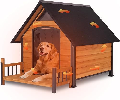 GUTINNEEN Extra Large Insulated Dog House for Large Dogs, Weatherproof Outdoor Kennel with Metal Frame GUTINNEEN Extra Large Insulated Dog House for Large Dogs, Weatherproof Outdoor Kennel with Metal Frame