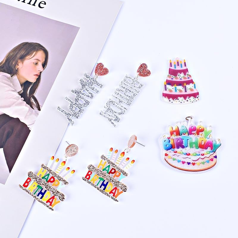 Birthday Earrings Beaded Glitter HAPPY BIRTHDAY Letter Colorful Happy Birthday Cake Drop Dangle Earrings Birthday Party Jewelry Gifts for Women - Image 3