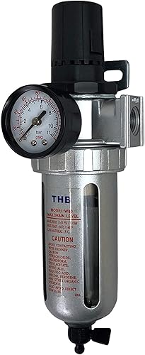 Compresor de aire de flujo medio de 1/4" y filtro combinado con medidor y drenaje manual