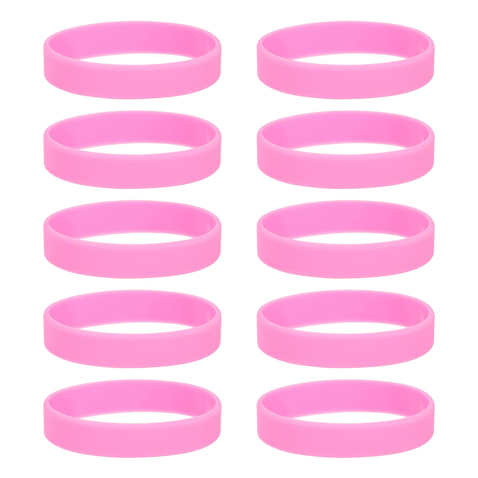 sourcing map 10Pcs Silicone Rubber Bands Non-slip 3.15 Inch Flat Elastic Rubber Wrapping Bands for Books, Traps, Art, Wrapping Paper, Cord Wraps, Pink