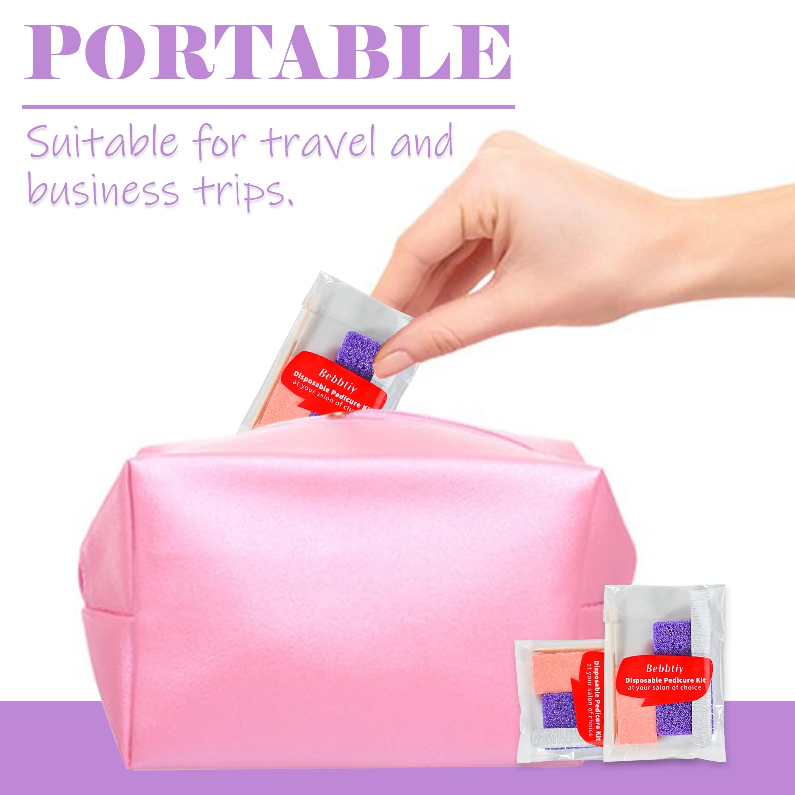 Disposable Pedicure Kit Sets, 4 in 1 Nail Salon Manicure Pedicure Kit Professional, Nail File, Pumice Pad, Mini Buffer, Wood Stick (Pack of 20, Count, 20.0)