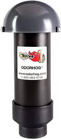 OdorHog Vent Stack Pipe Filter - Black ABS, 4 Sizes, Fits 1.5 or 2.0-inch Pipes