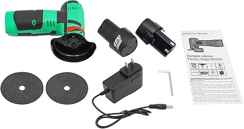 Miniatura 8 de Amoladora angular inalámbrica, máquina de corte eléctrica recargable, amoladora angular de 12 V, mini portátil sin escobillas 19500RMP, 2 baterías,