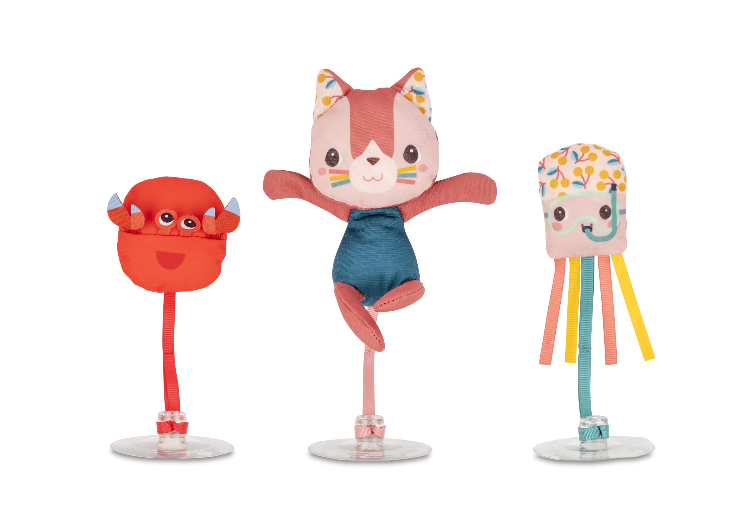 Lilliputiens - 3 personaggi galleggianti per il bagnetto - Con ventosa - Jeanne la gatta e i suoi amici - Giocattoli galleggianti per il bagnetto - Stimolazione e gioco in acqua - Dai 3 mesi