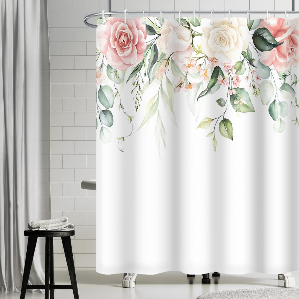 Uiiooazy Cortina de Ducha de Hoja Eucalipto, Cortinas de Ducha Verde Oro Abstracto Planta Cortinas de Baño Antimoho Impermeable Lavable Tejido de Poliéster Cortina Ducha con Ganchos 90x180cm — view 47