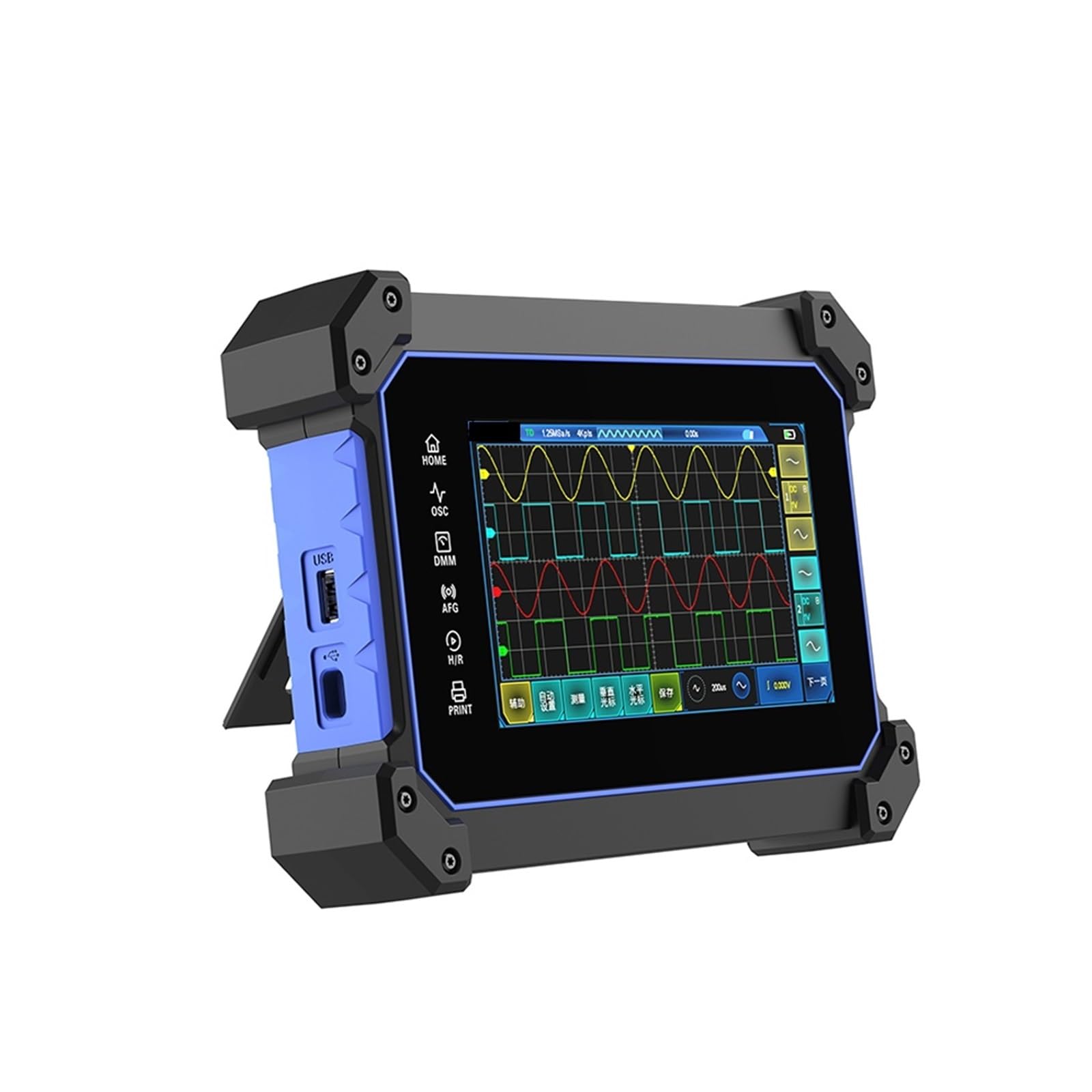 Osciloscopios de laboratorio TO1112 TO1112C TO1112D Pantalla táctil Osciloscopio digital Tableta portátil de mano 2 canales 110 Mhz, Medición precisa(TO1112C)