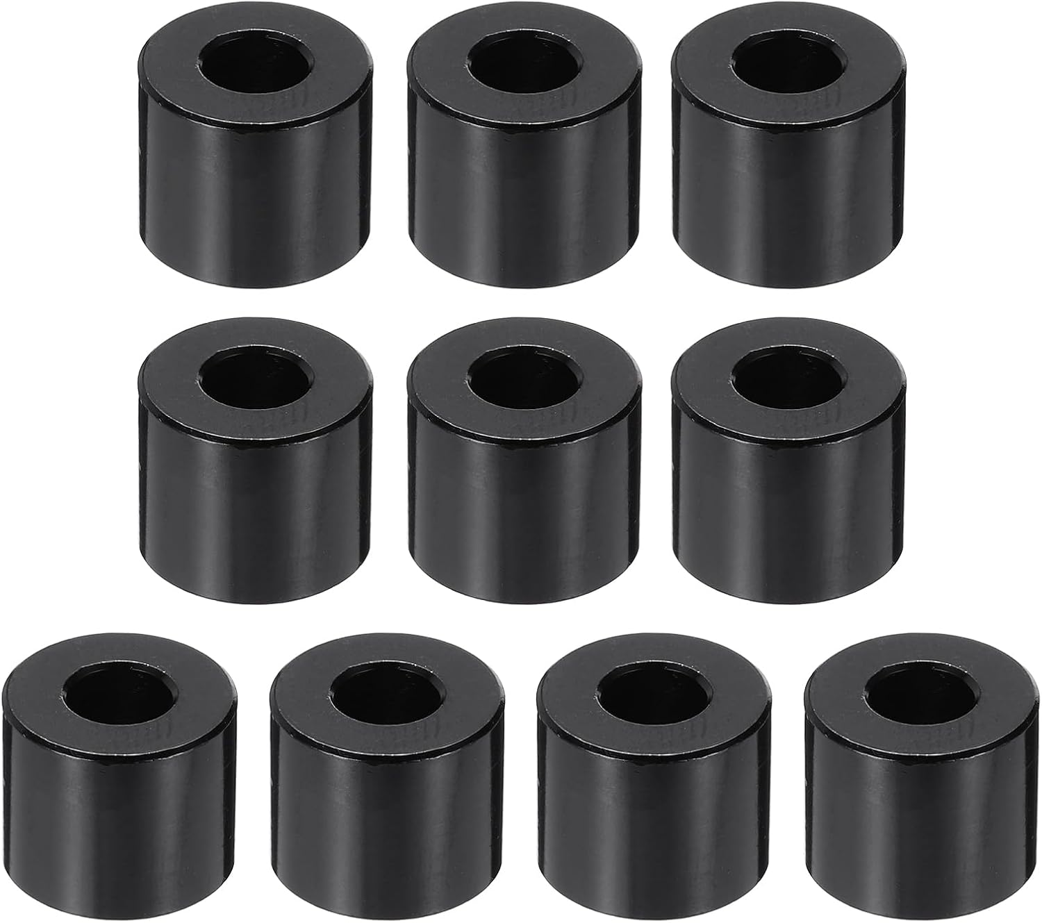 PATIKIL 10pcs M6 Aluminium Spacers, 1/4" ID x 1/2" OD Round Standoff Spacer, Unthreaded Metal Spacers for 1/4" M6 Screws Bolts, Black 3/4" Length