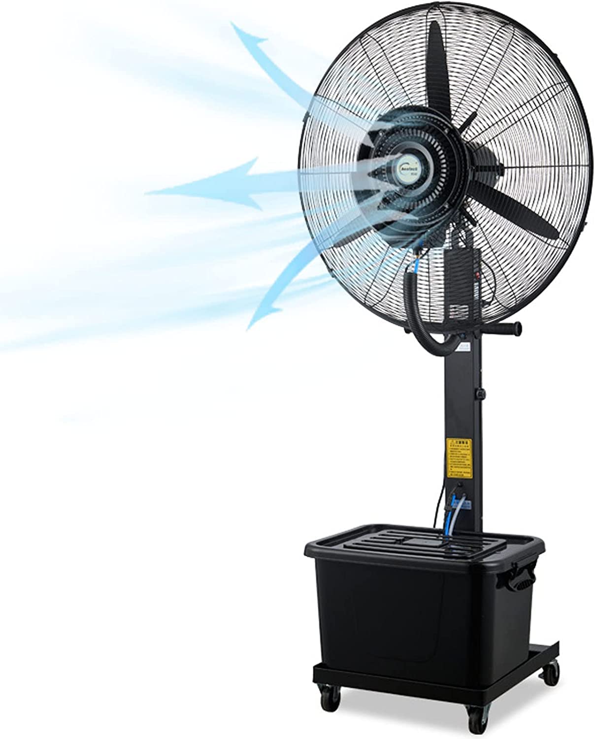 asdchZen Misting Standing Fan, 90°Oscillating Pedestal Fan, 3 Speeds, 43L Water Tank, Outdoor Industrial Cooler,80CM