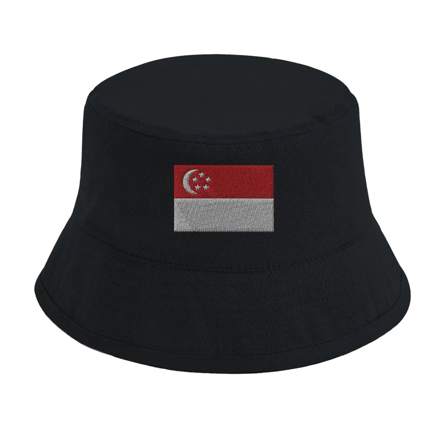 Chapeau bob drapeau de Singapour en coton blanc et rouge - 5