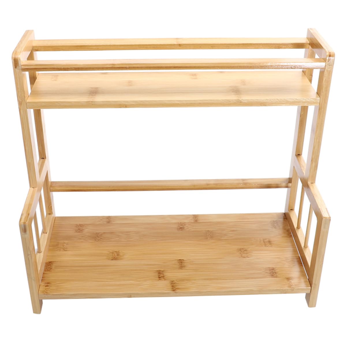 Mikinona Étagère à Épices en Bambou à Deux Niveaux pour Comptoir | Beige, Rangement des Assaisonnements, Usage la Cuisine ou Ailleurs, Format Compact
