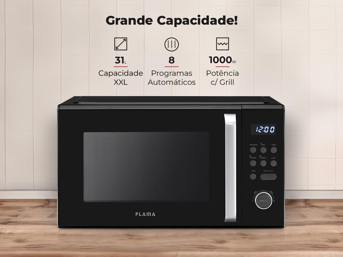 Micro-ondas 31L Digital Com Grill Preto 1871FL