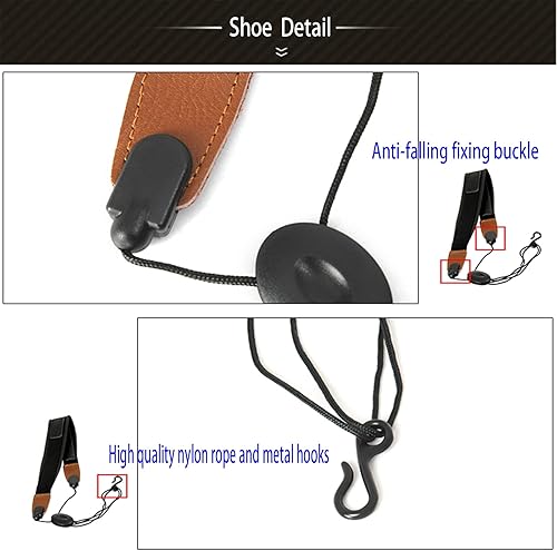 Miniatura 4 de Correa de saxofón, longitud ajustable, correa para el cuello de saxofón con cuero suave acolchado para saxofón de clarinete soprano alto tenor