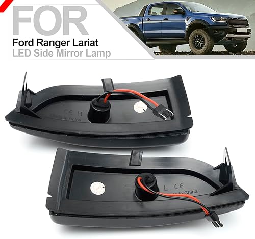 Miniatura 4 de Espejo lateral dinámico LED para Ford Ranger Lariat 2019 2020 2021 2022 2023 intermitente secuencial intermitente lámparas de marcador lateral lente