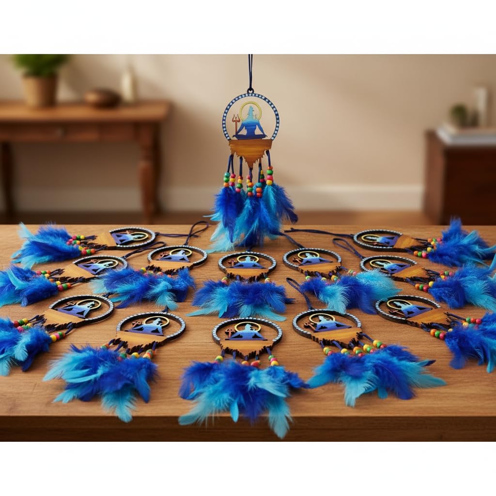 Shiva Dream Catcher for Car | Unique Hand Painted Lord Shiva Rear View Mirror Hanging | Stylish Handmade Car Interior Accessories Gift | Spiritual Mirror Decoration for Positive Energy 3