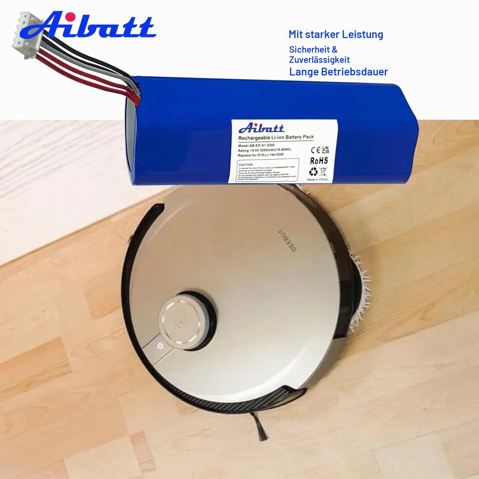 5200mAh Ersatzakku für Ecovacs Deebot T8 Pure, T8+, Deebot T9, Deebot T20 Omni, Deebot T10, Deebot X1, Deebot Ozmo 950, Deebot T5 Max Staubsauger.(14.4V/74.88Wh)