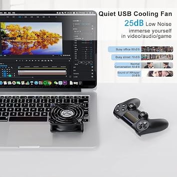 ELUTENG USB Fan 80mm 2 In 1 Computer Fan 5V Mini Desk Fan 2700RPM 32CFM Dual USB PC Fans Cooling Radiator with Black Metal Grill Double Fans For Home Office Bedroom Library