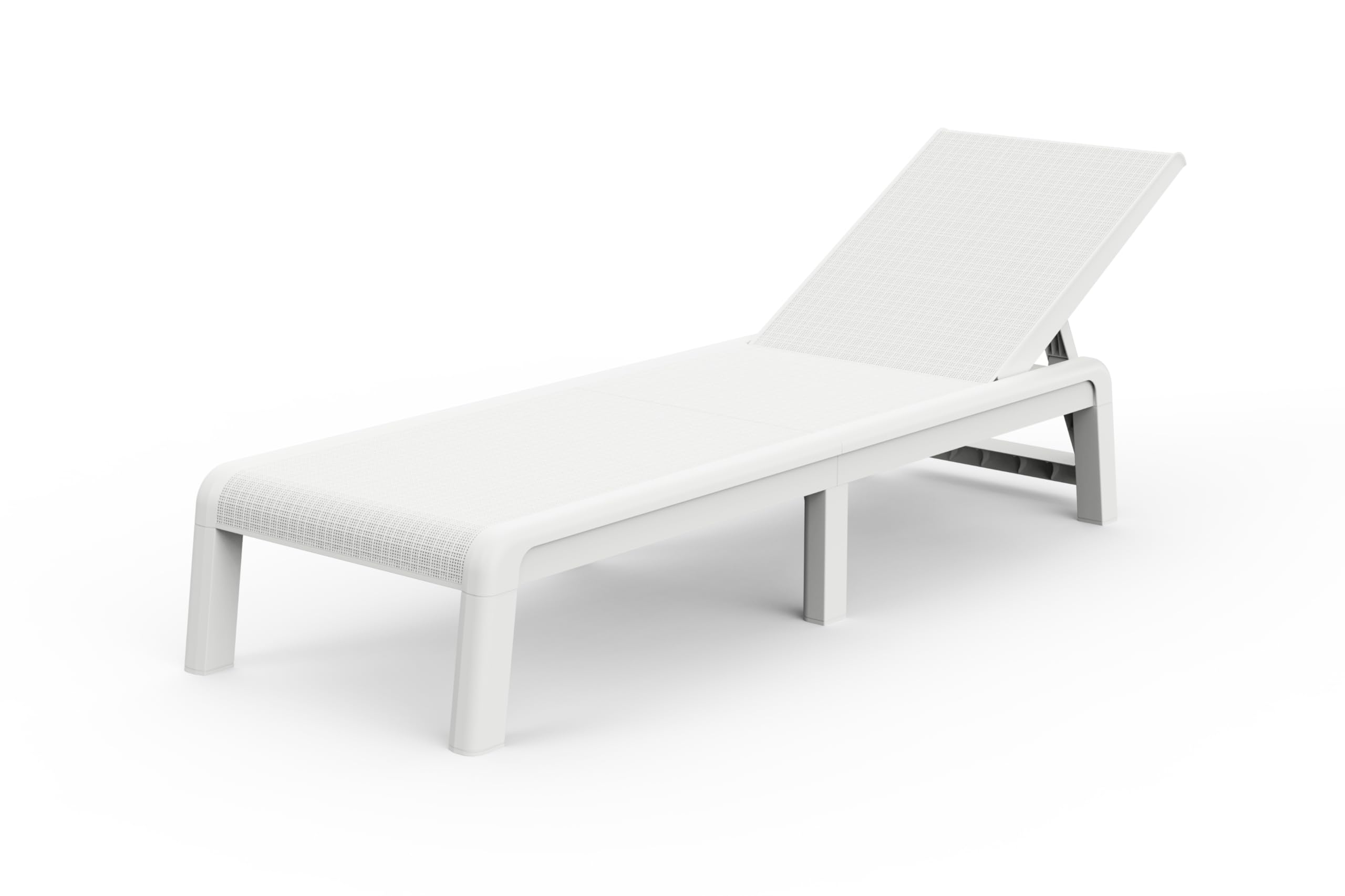 Keter Palma Lettino Prendisole Pieghevole da Esterno, Ideale per Giardino e Terrazzo, 187,5x58x29H cm, Colore Bianco
