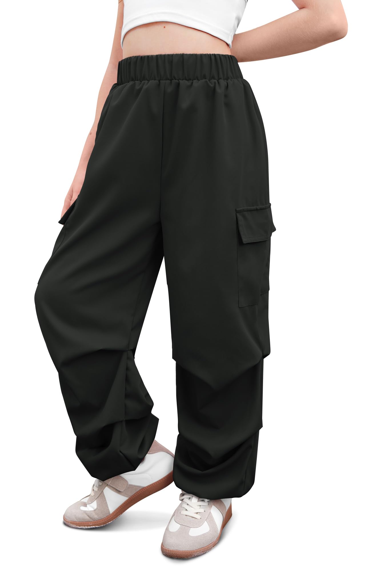 Girls Baggy Lightweight Cargo Pants Streetwear Parachute Pants