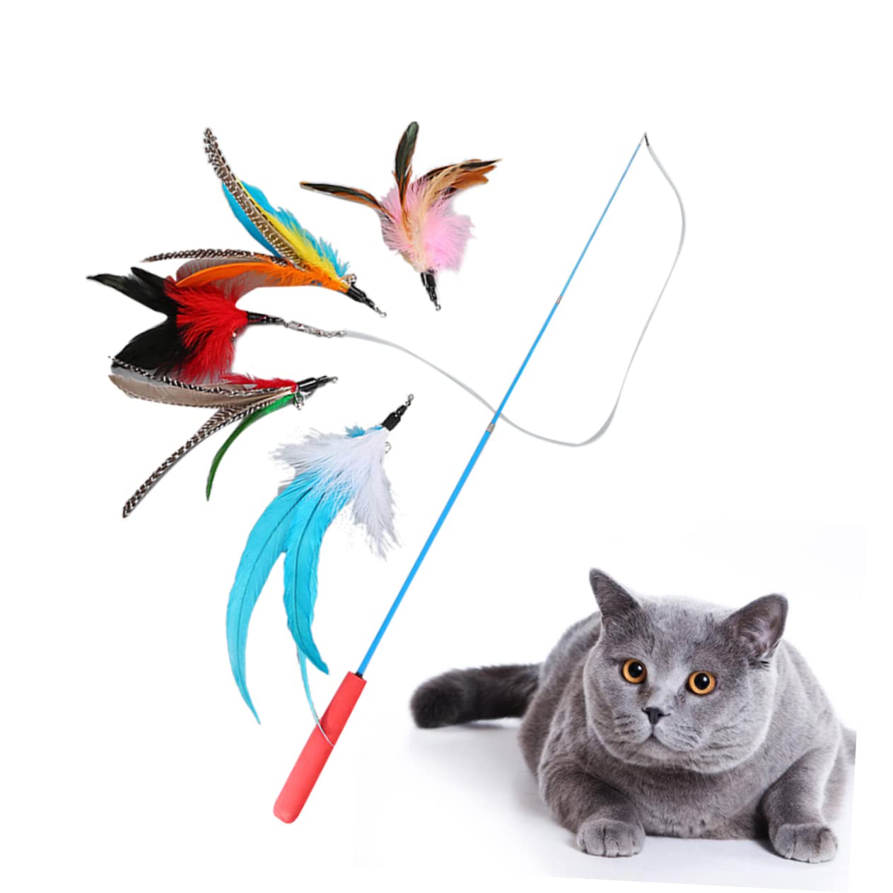 Yardwe 18 Stück 3 Katzen Zauberstab Spielzeug Katzenstock Katzenspielstab Spielzeuge -Spielzeug Katzenspielzeug Zauberstab Katzenrutenspielzeug einstellbar Katzen-Teaser Combo-Platte