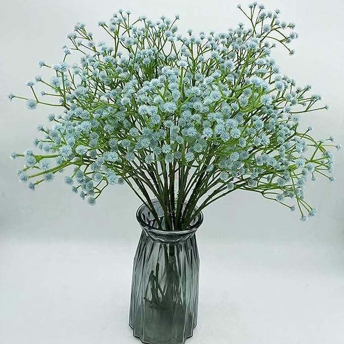Image of Art Street Babys Breath Blue Flowers| Artificial Gypsophila Bouquets Flowers |Mothers Day Gifting, Faux Flowers for Vases |Decoration Items for Living Room, New Year, (Pack of 6), 24 Inch