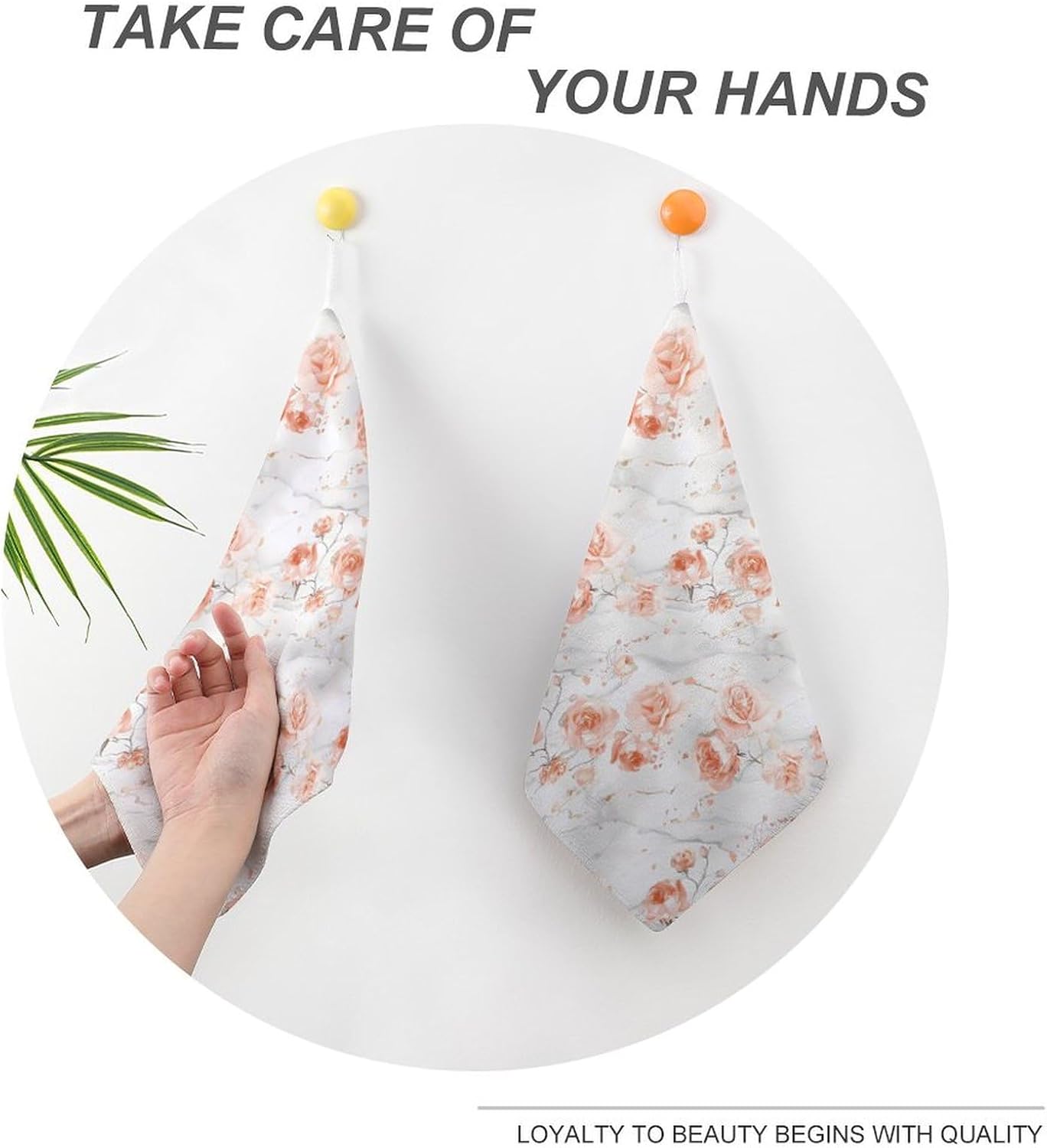 White Marble Rose Gold Hand Towels for Bathroom Kitchen Towels Small Towel Handkerchiefs with Hanging Loop 4PCS