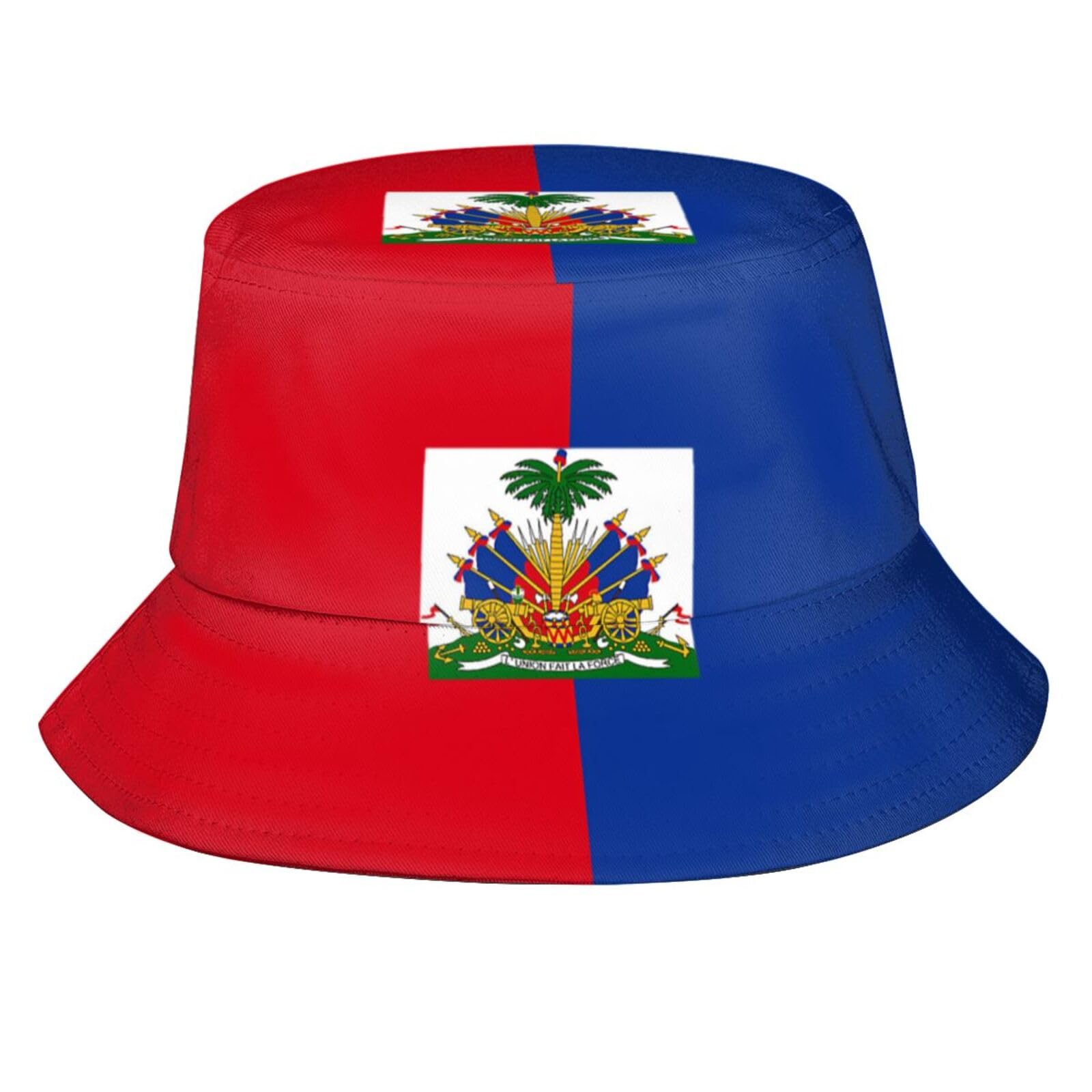 The World Flag Bucket Hats Packable Travel Beach Sun Hat Wide Brim Fisherman Caps for Women Men, Haiti Flag, One size