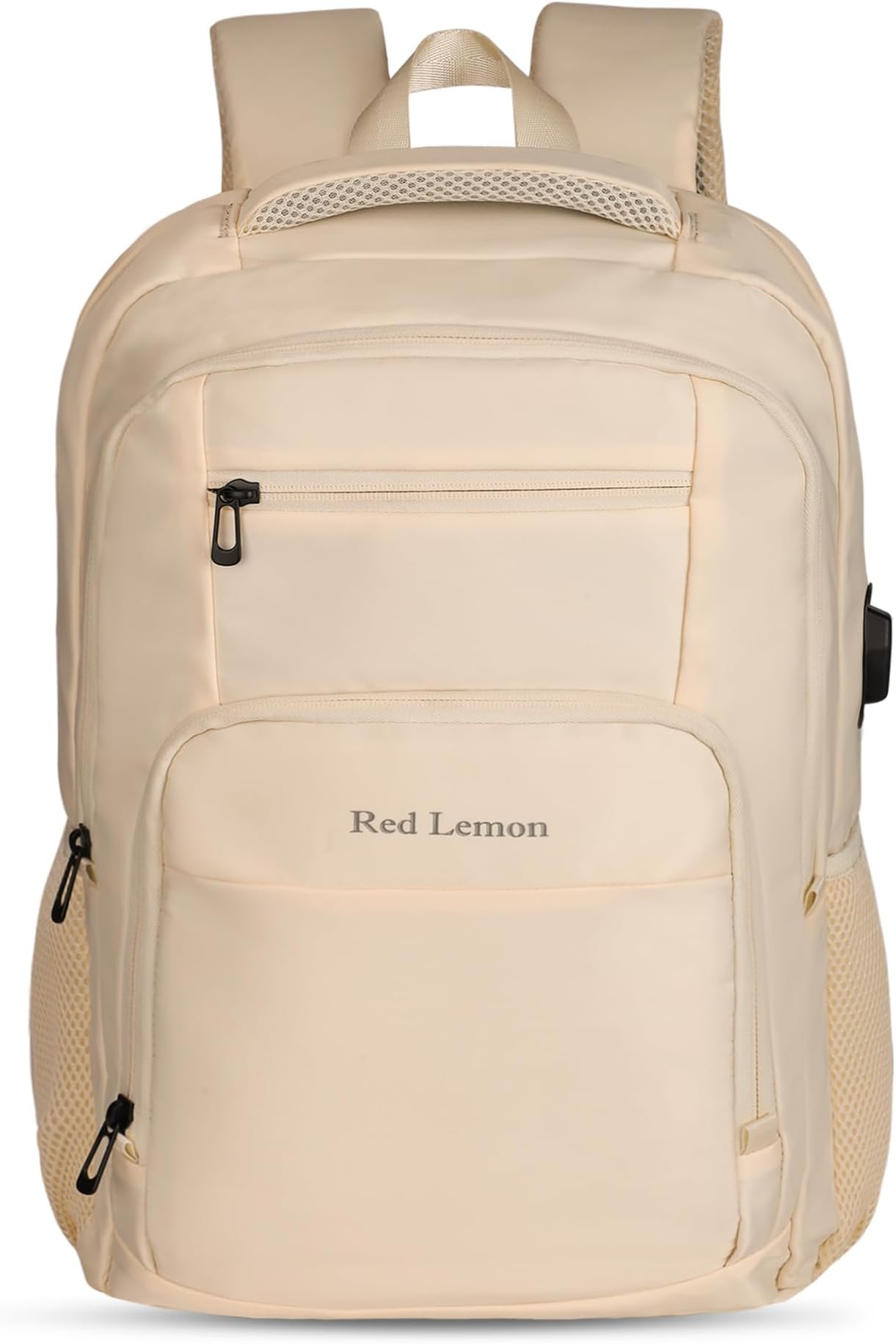 Red Lemon Swiss Cut Design 15.6" Laptop Backpack for Men and Women, Stylish 26L Capacity, USB Charging Port, Anti-Theft Pocket & Accessories Organizer