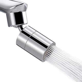 Hibbent Sink Aerator for Kitchen/Bathroom, 2 Modes Faucet Aerator Adjustable 360-Degree Swivel Water Saving Faucet Sprayer Head Big Angle Sink Aerator Chrome, 1.8 GPM-55/64 Inch-27UNS Female Thread