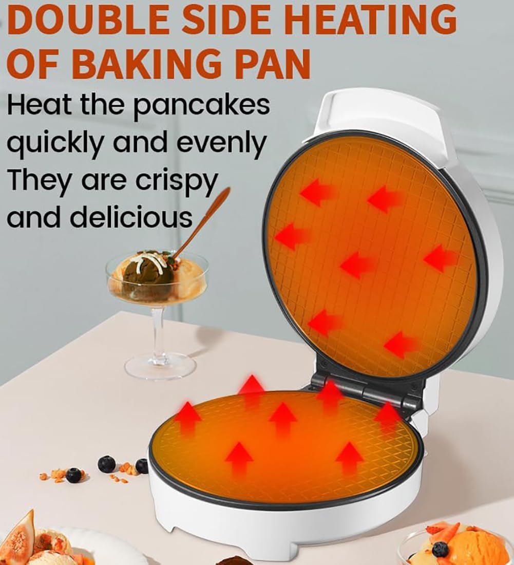 Maker di Cono di Waffle Elettrico - Riscaldamento a Doppia Faccia, 1000W, stampi antiaderenti in Acciaio Inossidabile da 7,5" - per Coni di Gelato, Dessert, panetteria Commerciale/casa