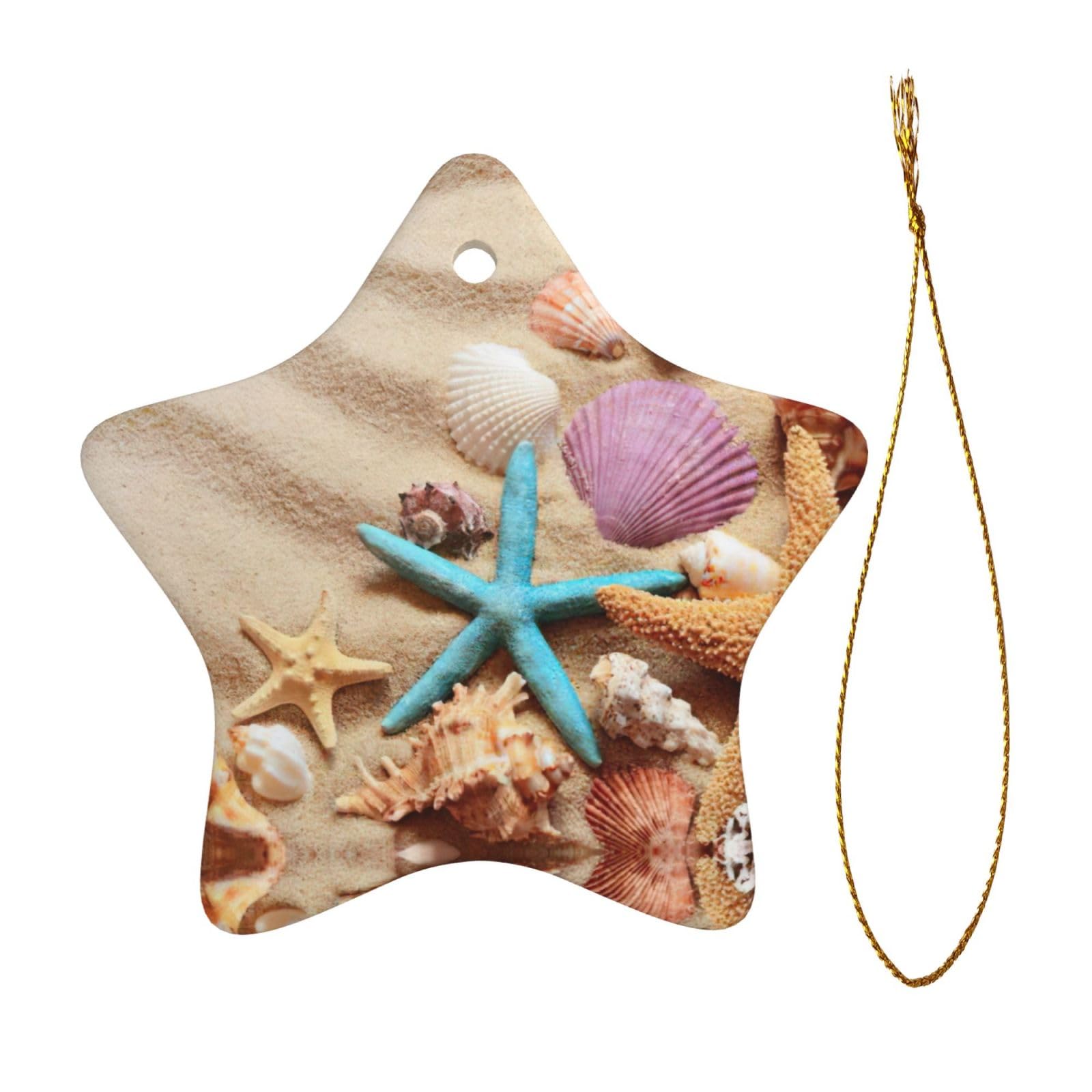貝殻　ヒトデ　オーナメント　ナチュラル　クリスマス　クリスマスツリー　飾り　海 Amazon.co.jp: ハンドメイド貝殻&ヒトデのオーナメント - 4個