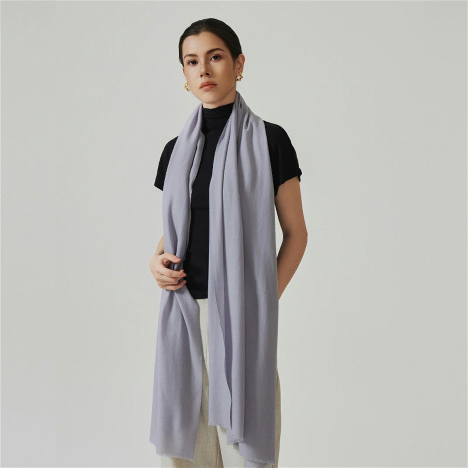 Sciarpa Donna in Imitazione Lana Autunno e Inverno, Sciarpa Quadrata in Filato Ultra Sottile Solubile in Acqua, Scialle da Donna Semplice-Rosso 190 * 70cm; 110g
